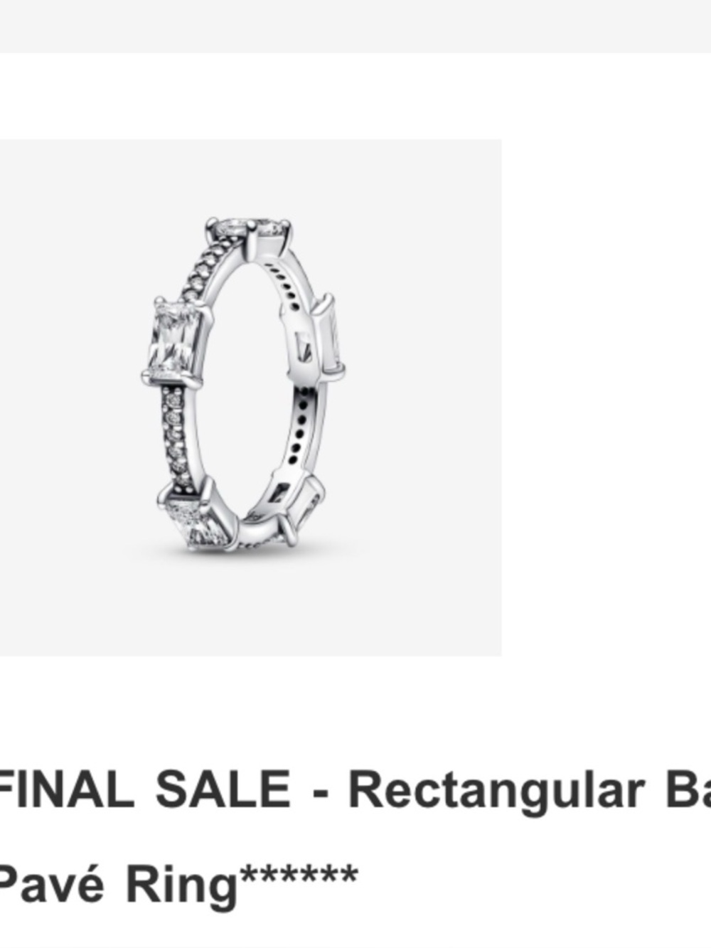 Pandora Rectangular Bars Sparkling Pavé Ring Size 8.5